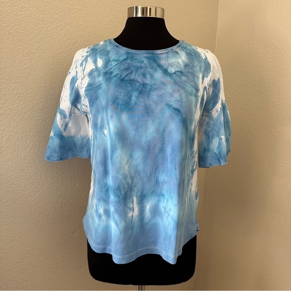 COS Tie Dye Mixed Media Blue Cotton T-Shirt Size S